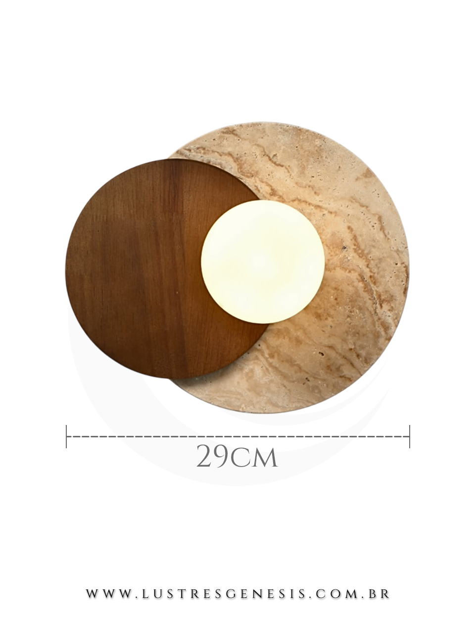 Arandela Moderna Minimalista Travertino e Vidro G9 Bivolt